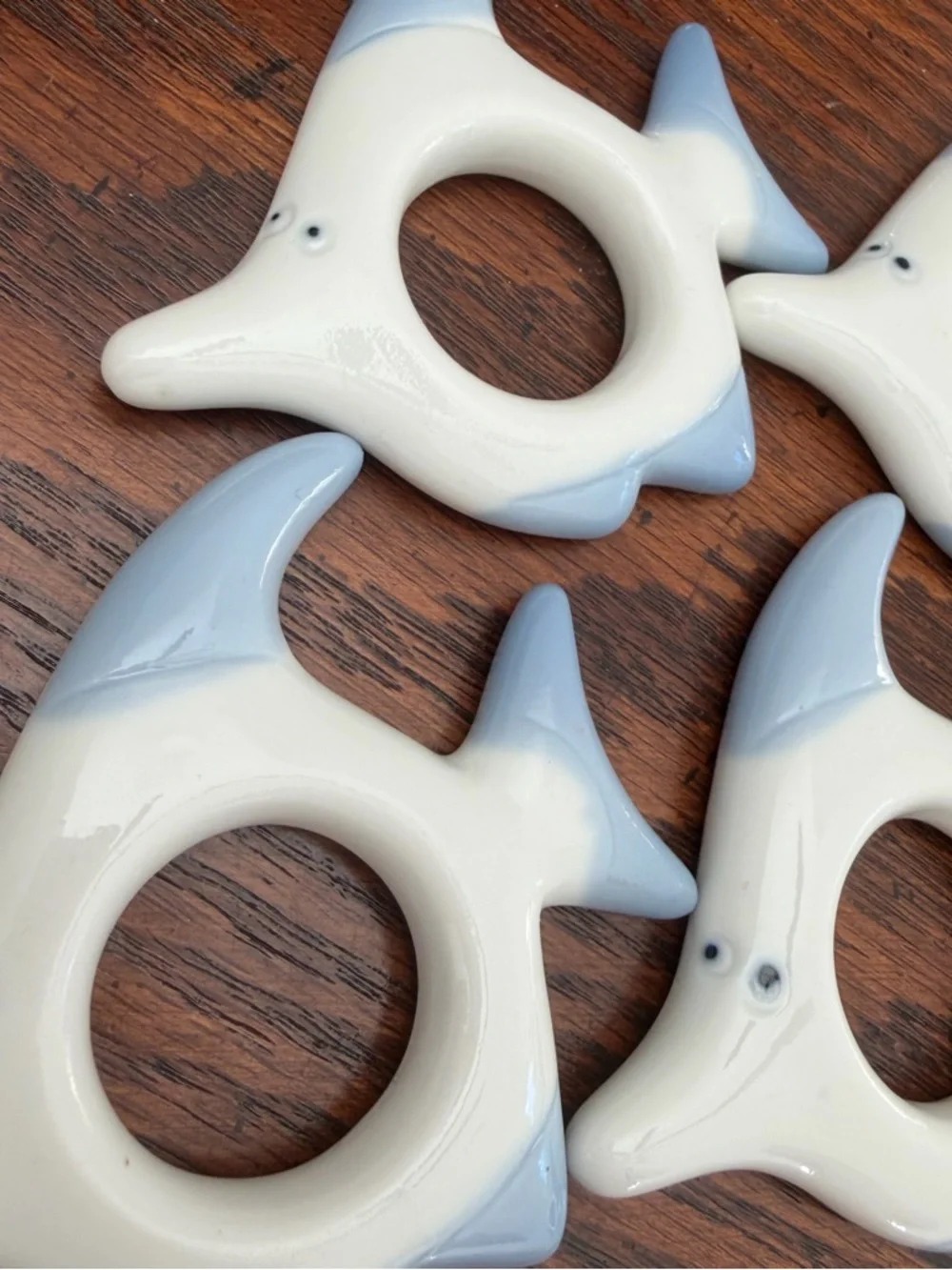 Vintage Dolphin Napkin Rings Set of 4 Ceramic Japan Coastal Beach Nautical Decor